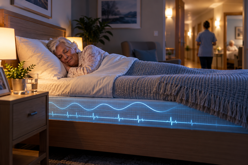 Elderly and Residential  Care can now monitor each bed continuously through the night, with the care team being alerted as conditions change. 
